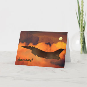 Jet and Full Moon Military Service Thank You Card