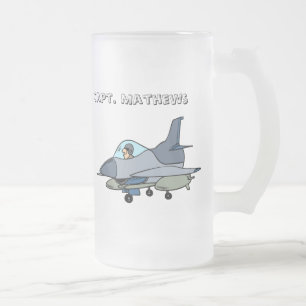 Jet and Pilot Frosted Glass Beer Mug