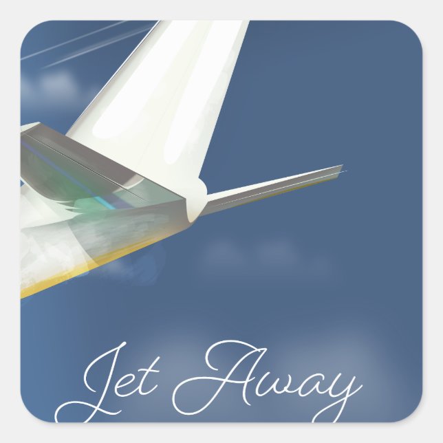 Jet Away travel poster. Square Sticker (Front)