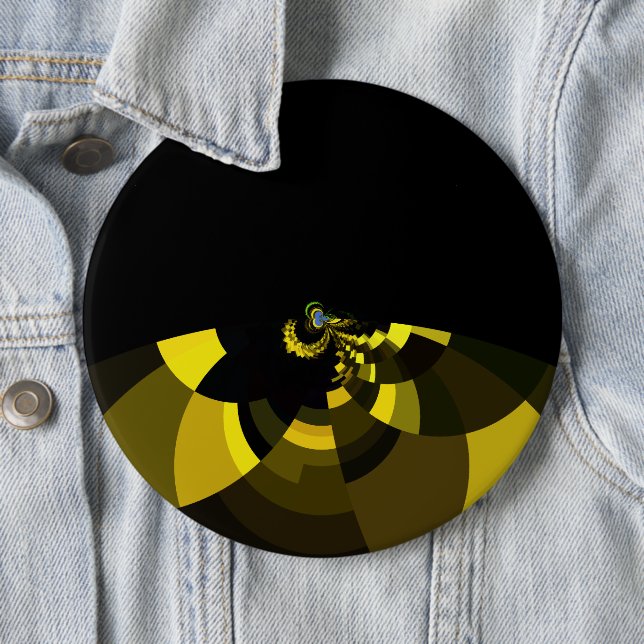 Jet Black and Gold Vector Art Print Graphic Design 6 Cm Round Badge (In Situ)