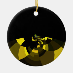 Jet Black and Gold Vector Art Print Graphic Design Ceramic Tree Decoration