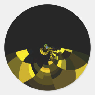 Jet Black and Gold Vector Art Print Graphic Design Classic Round Sticker