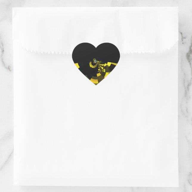 Jet Black and Gold Vector Art Print Graphic Design Heart Sticker (Bag)