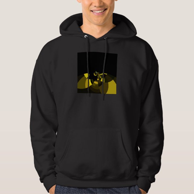 Jet Black and Gold Vector Art Print Graphic Design Hoodie (Front)