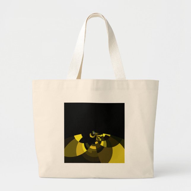 Jet Black and Gold Vector Art Print Graphic Design Large Tote Bag (Front)