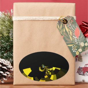 Jet Black and Gold Vector Art Print Graphic Design Oval Sticker