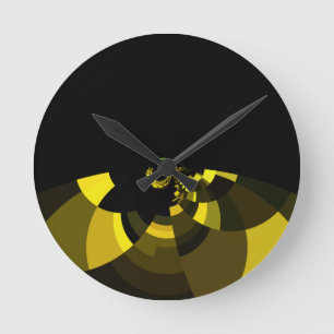 Jet Black and Gold Vector Art Print Graphic Design Round Clock
