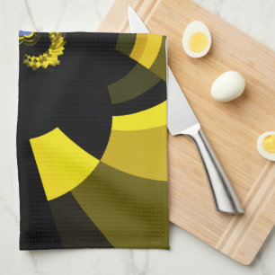 Jet Black and Gold Vector Art Print Graphic Design Tea Towel