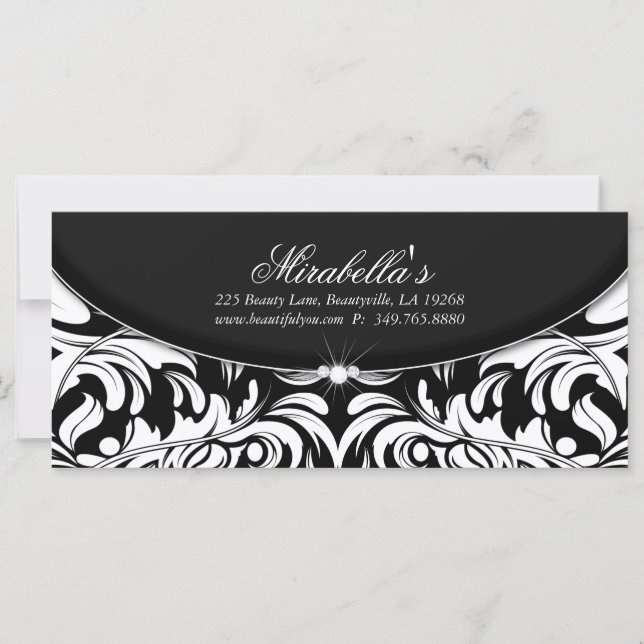 Jet Black Holiday Gift Certificate Classy Damask (Front)