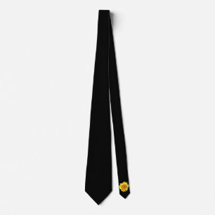 Jet Black Necktie with Sunflower on backside.