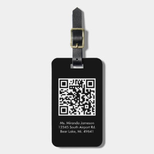 Jet Black QR CODE Custom Luggage Tag