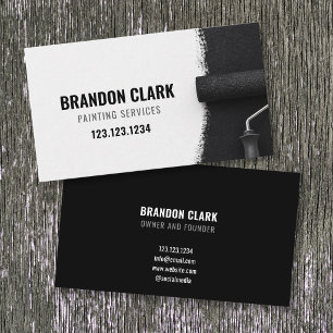 Jet Black Roller Corner Accent Painting Services Business Card