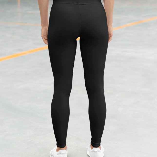 Jet Black Solid Colour Simple Minimalist Leggings (jet black solid color leggings)