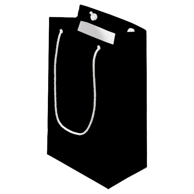 Jet Black Solid Colour Simple Minimalist Small Gift Bag (Front Angled)