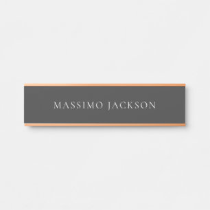 Jet Black & White Minimalist Plain Modern Door Sign