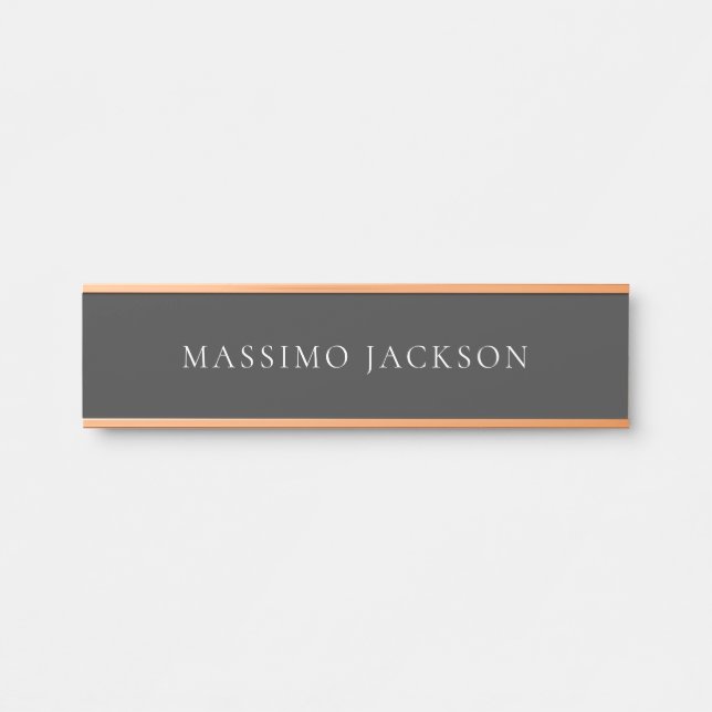 Jet Black & White Minimalist Plain Modern Door Sign (Front)