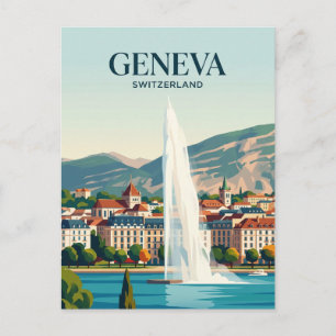 Jet d'Eau Switzerland Postcard