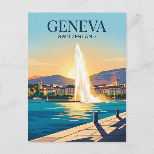 Jet d'Eau Switzerland Postcard (Front)