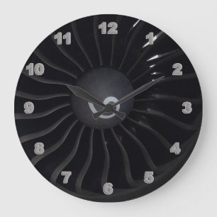 Jet Engine Wall Clock/Black Arms Large Clock
