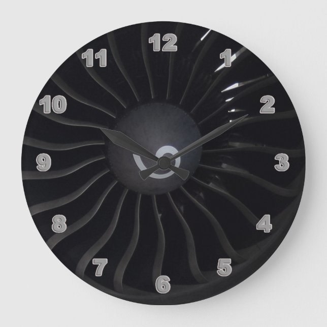 Jet Engine Wall Clock/Black Arms Large Clock (Front)