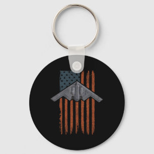 Jet Fighter And B-2 Spirit Bomber Patriotic Art 4t Key Ring