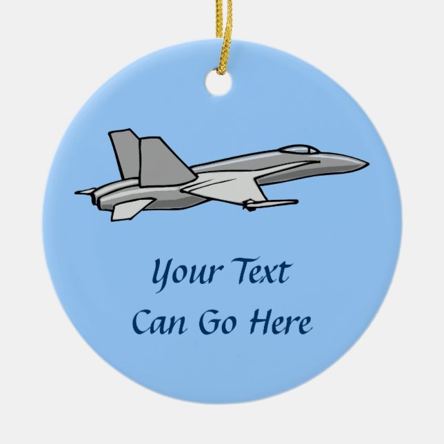 Jet Fighter F18 Hornet Aeroplane Plane Pilot Desig Ceramic Tree Decoration (Front)