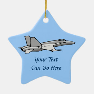 Jet Fighter F18 Hornet Aeroplane Plane Pilot Desig Ceramic Tree Decoration