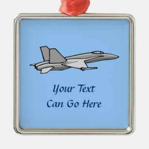 Jet Fighter F18 Hornet Aeroplane Plane Pilot Desig Metal Tree Decoration