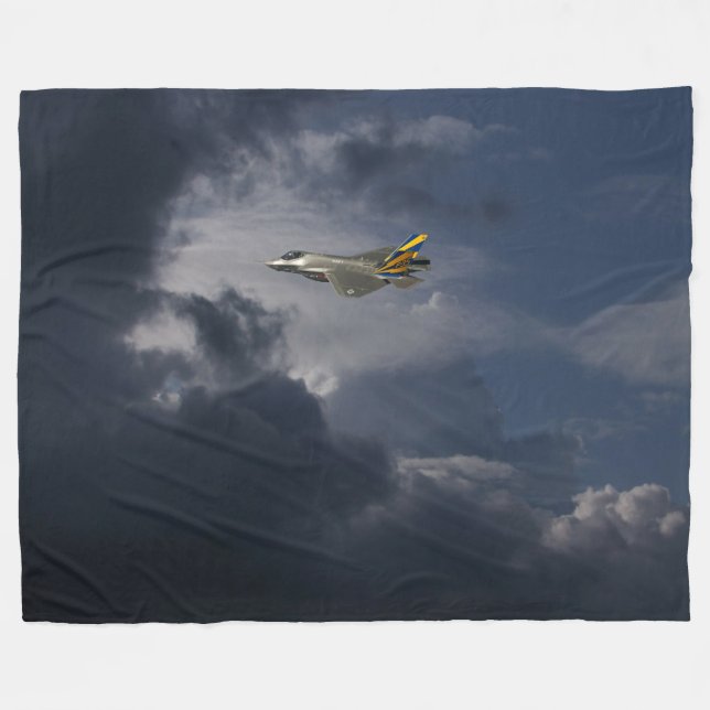 JET FIGHTER in the CLOUDS Fleece Blanket (Front (Horizontal))