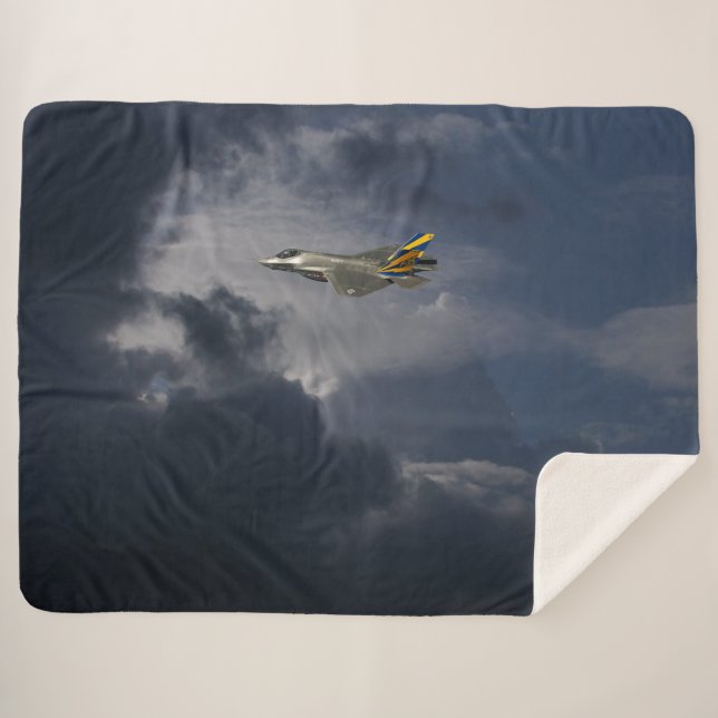 JET FIGHTER in the CLOUDS Sherpa Blanket (Front (Horizontal))