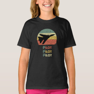 Jet Fighter & Sunset,Vintage Retro Simple Aviation T-Shirt