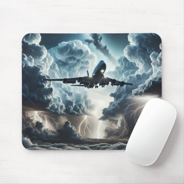 Jet Flying Through a Storm  Mouse Mat (With Mouse)