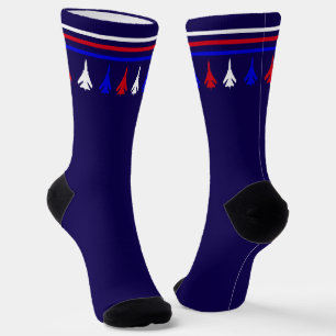 Jet Plane Air Force Red White and Blue Aviation Socks