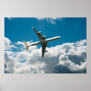 Jet Plane Ascending into Clouds Poster
