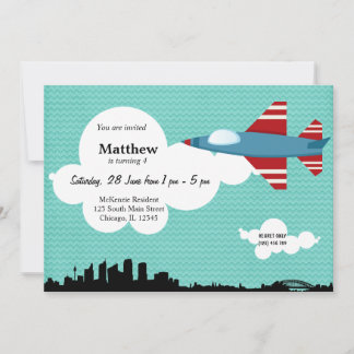 Jet Plane Birthday theme (Blue) Invitation