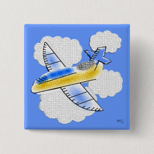 Jet Plane Button Badge