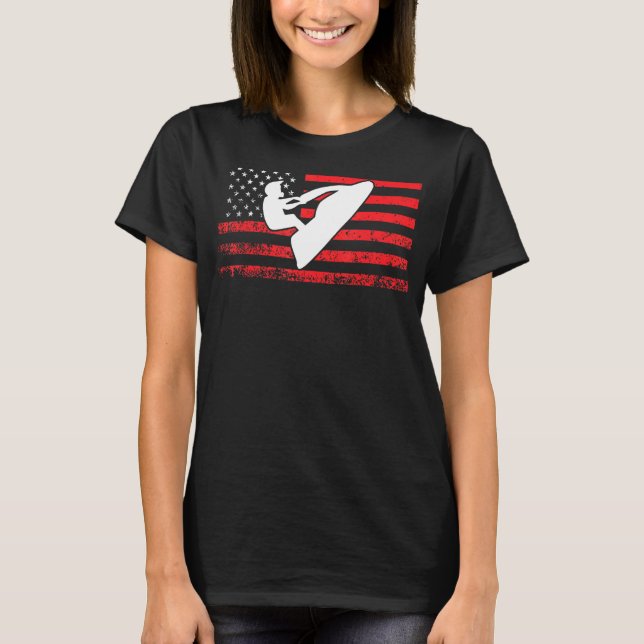 Jet Ski  American Flag   Jet Skiing T-Shirt (Front)