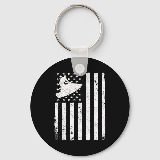 Jet ski american usa flag jetski  key ring (Front)