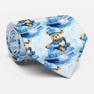Jet Ski Blue Teddy Bear  Neck Tie