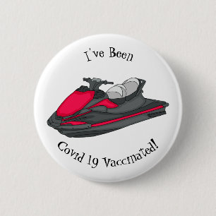 Jet ski cartoon illustration  6 cm round badge