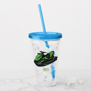 Jet ski cartoon illustration acrylic tumbler