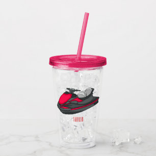Jet ski cartoon illustration acrylic tumbler