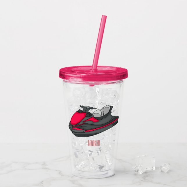 Jet ski cartoon illustration  acrylic tumbler (Back Ice)