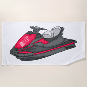 Jet ski cartoon illustration beach towel