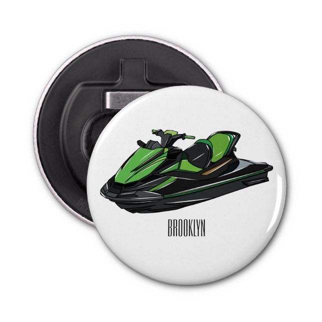 Jet ski cartoon illustration bottle opener (Front)
