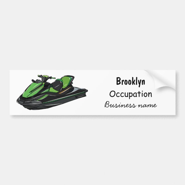 Jet ski cartoon illustration bumper sticker (Front)