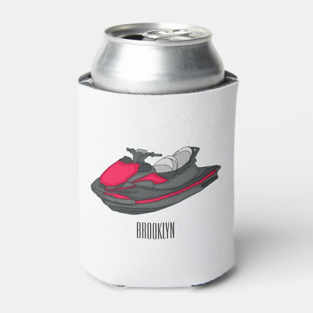 Jet ski cartoon illustration can cooler (Can Front)