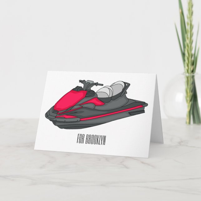Jet ski cartoon illustration card (Front)