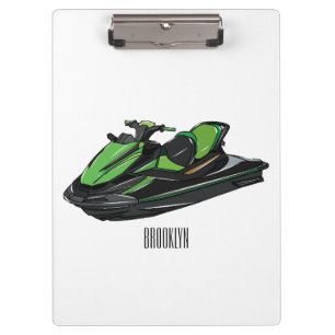 Jet ski cartoon illustration clipboard