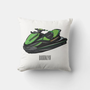 Jet ski cartoon illustration cushion